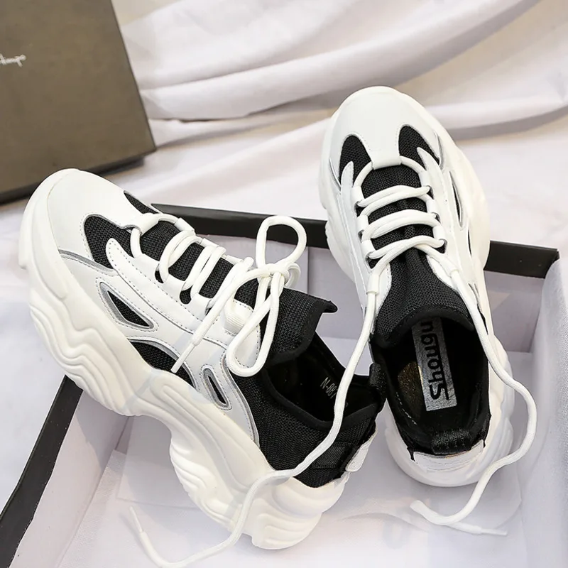 Кроссовки женские массивные на платформе 5 см Вулканизированная подошва