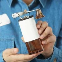 easy clean hand cranking foldable manual mini coffee grinder whiteblack plastic material portable kitchen tools