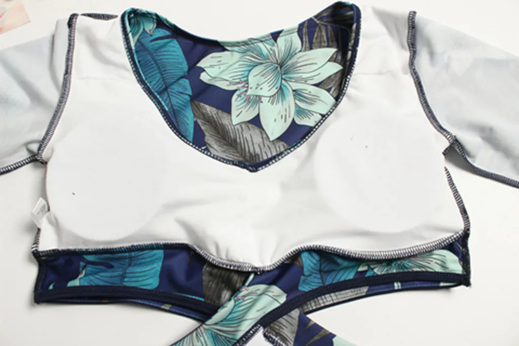 Surf suit Floral Printing breathable Soft Women's Beach Rash Guard Swimwear Set UV Protection summer beach Surfing Swimsuit | Спорт и