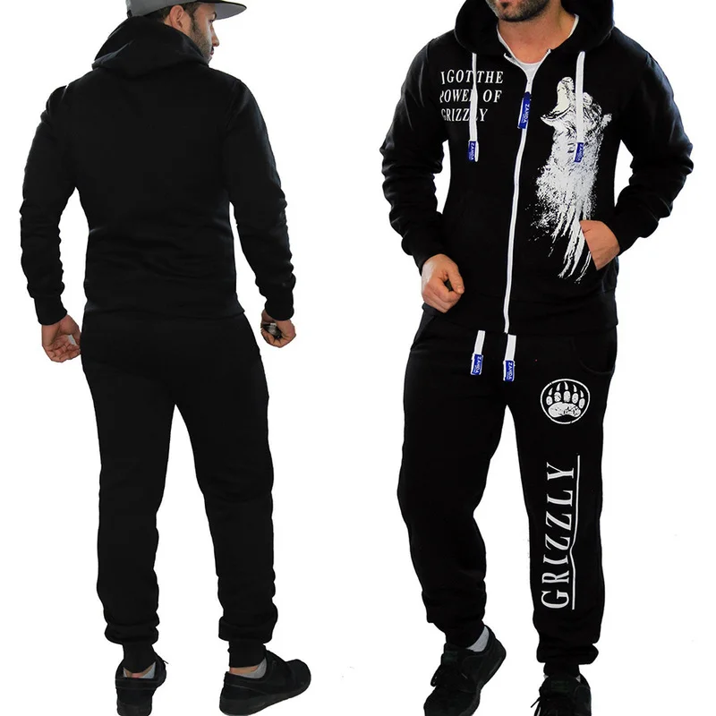 

ZOGAA Brand Mens Jogger Sets Casual 2 Piece Set Tops Matching Pants Sweat Suit Print Black White Men Outfits Fashion Tracksuit