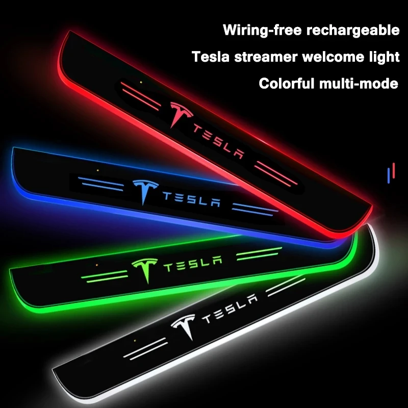 

For Tesla model 3 model X Y Accessorie Dedicated Led Welcome Light Colorful Streamer Car Door Pedal Ambient Party Auto-Sensing