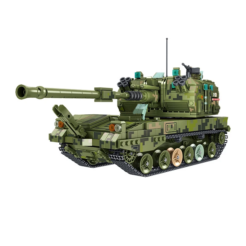 

Военная серия Вторая мировая война зеленый камуфляж 155 мм самоходный артиллерийский конструктор кирпичи игрушки подарки