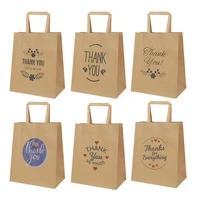 5pcs kraft paper bags thank you with handles gift bags candy cookie bag wrapping wedding party favors present packaging supplies