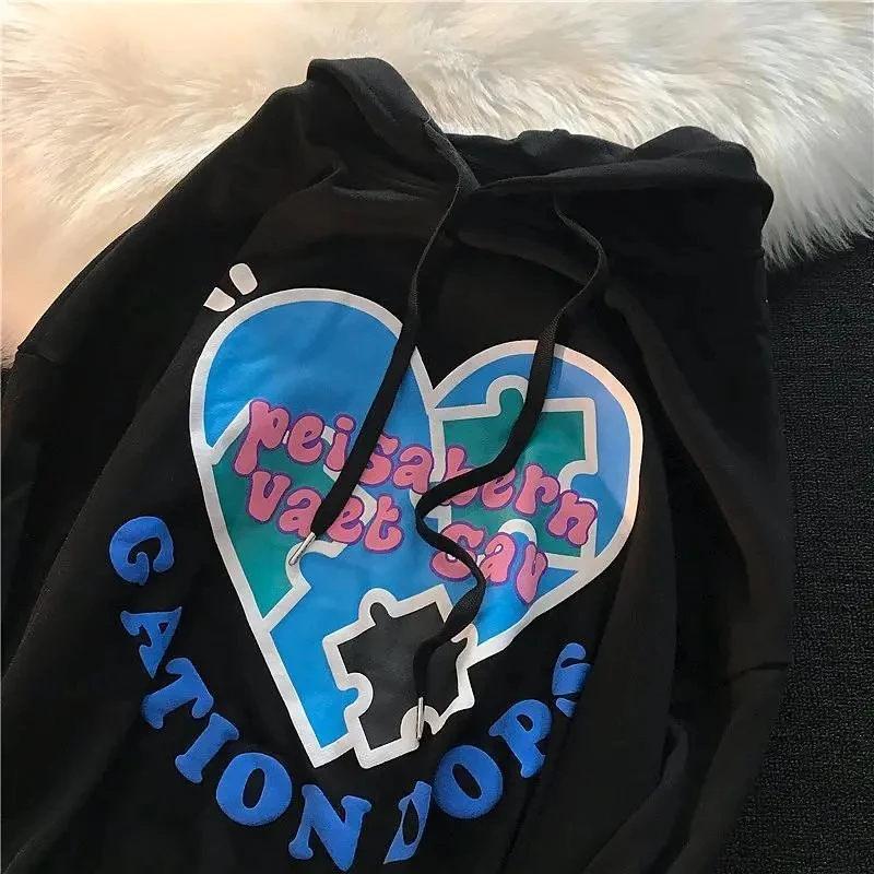 

Autumn sweater women Korean sweatshirt love letter print hooded top Oversized hoodie Female clothes vintage y2kloose harajuku