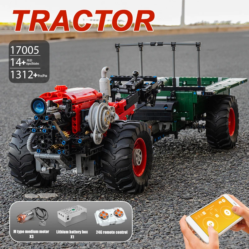 

MOULD KING The Motorized Tractor Model 17005 APP RC High-Tech Car Building Blocks Assembly Bricks Toys Kids Christmas Gifts