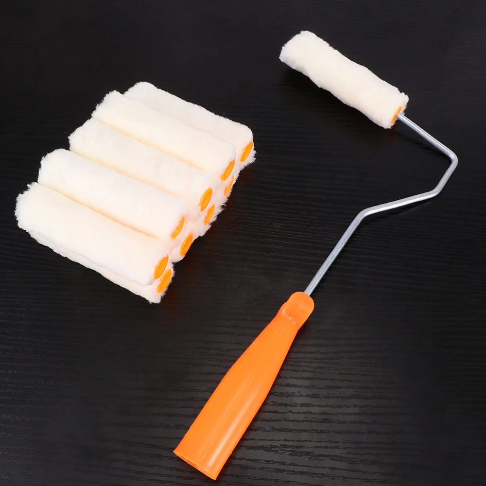 

4 Inch Paint Roller Brush Household Wall Decorative Paint Roller Brush 37cm Handld with 10 Pcs Replacement Roller Covers for Hom