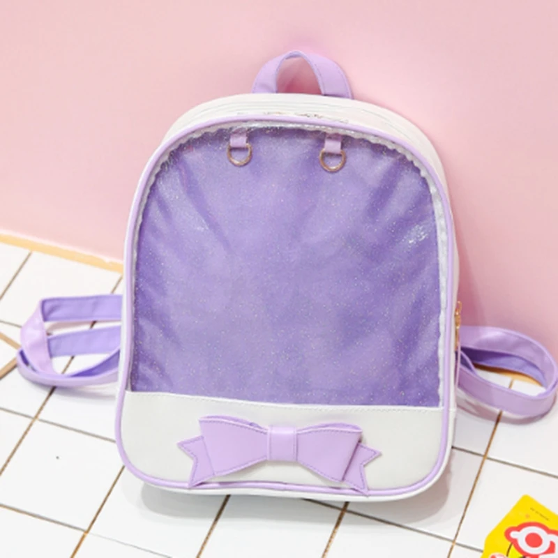 

Candy Leather Bow Backpack Clear Beach Girls Bag