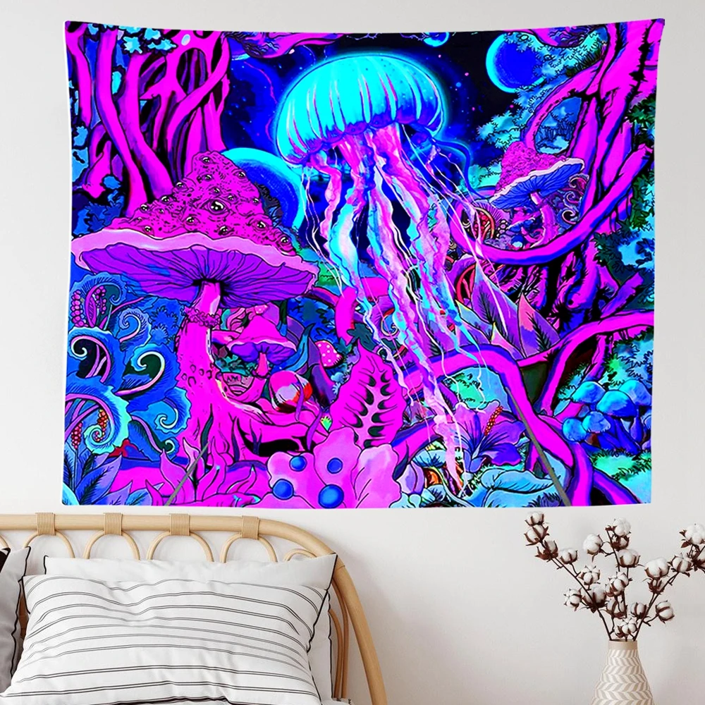 Психоделические гобелен с изображением гриба Медузы гобелены милые животные