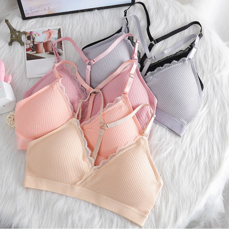 

Women's Bralette Beautiful Fitness Lace Cotton Bras Shoulder Strap Underwear Sports Tube Tops Cotton Push Up Bra Tube Tops