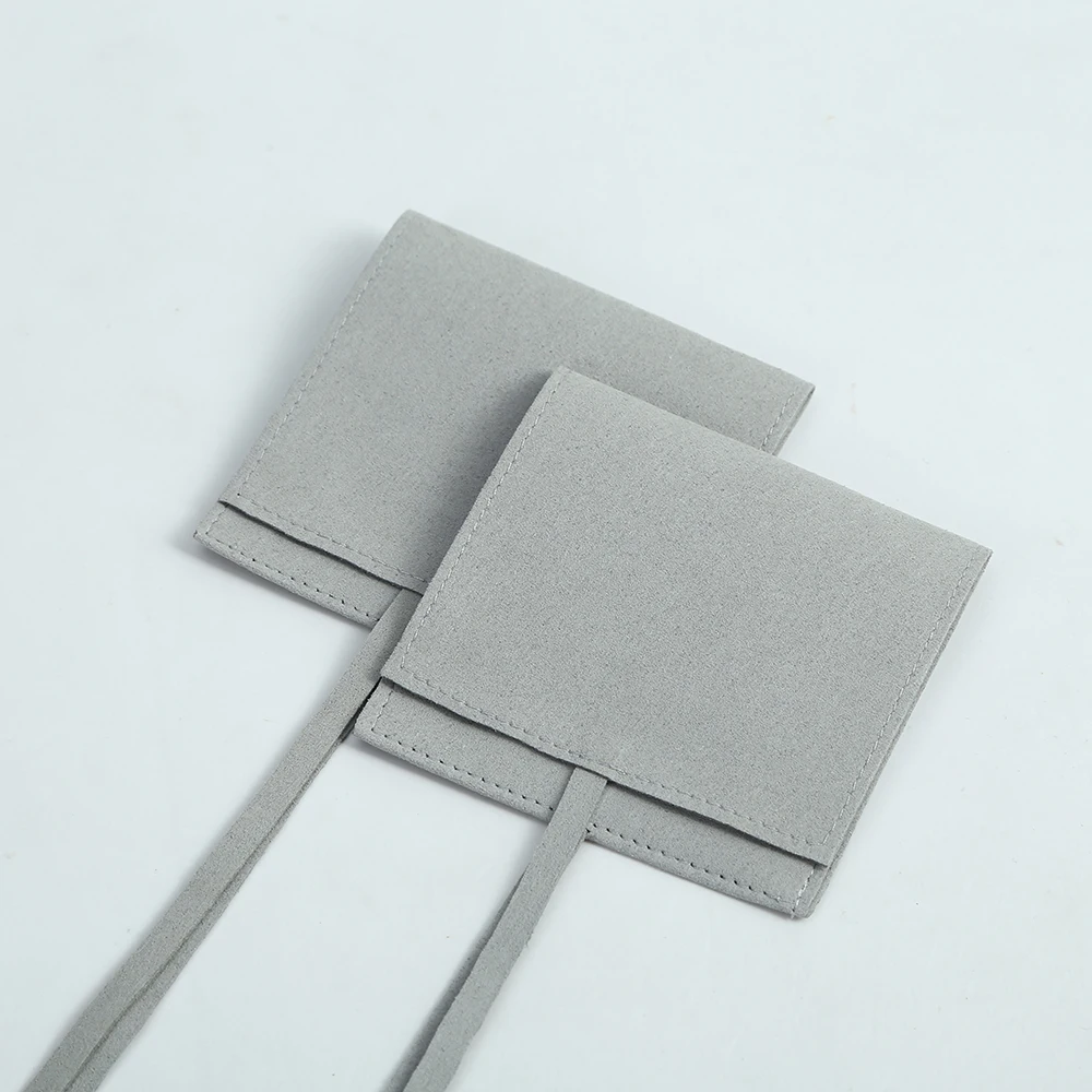 

20 pcs per bag grey Folded microfiber Velvet jewelry Bag Pouches Jewelry Package Presents Bags can be customized