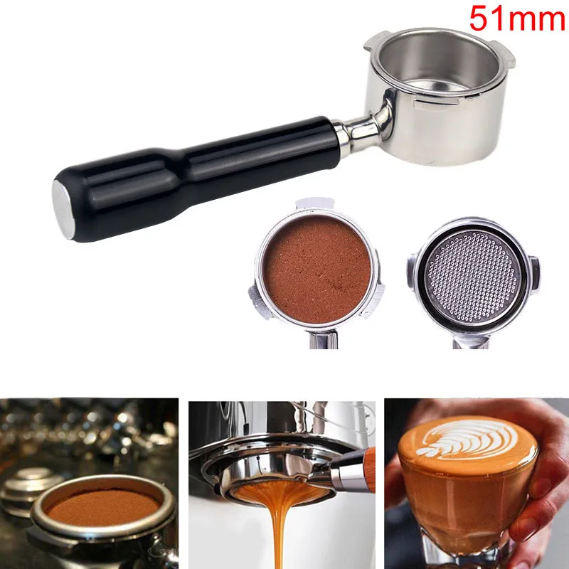 51mm Bottomless Portafilter Professional Filters Espresso Machine Handle, Coffee Temper 51mm