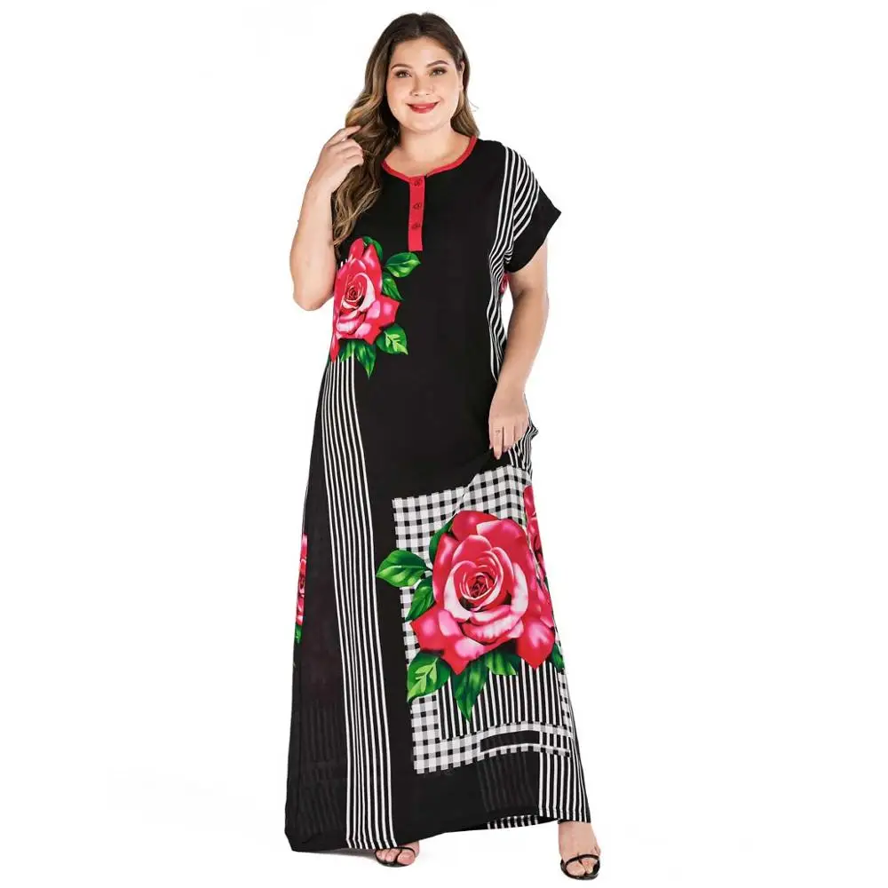 2019 Plus Size Tribal Botanical Print Boho Dress Women Summer Tunic Short Sleeve Straight Shift Geometric Maxi Dresses VKDR1821 |