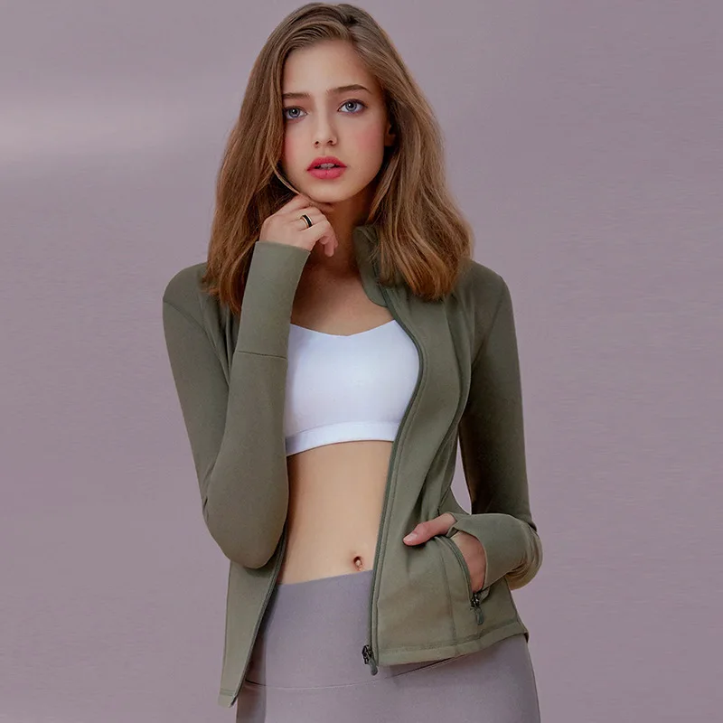 Новинка Осень зима 2019 спортивная куртка для йоги Женская нейлоновая стрейчевая