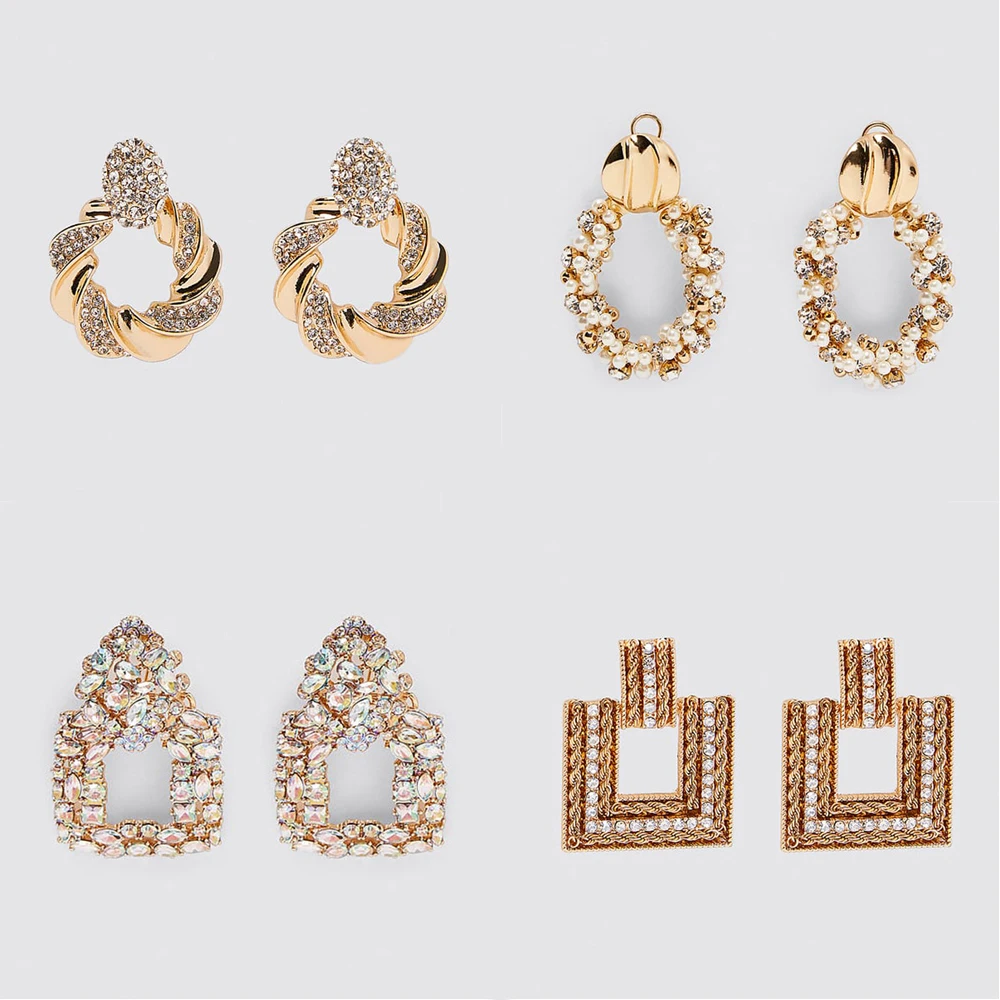 Женские серьги подвески с кристаллами Ztech капельки разноцветными массивные