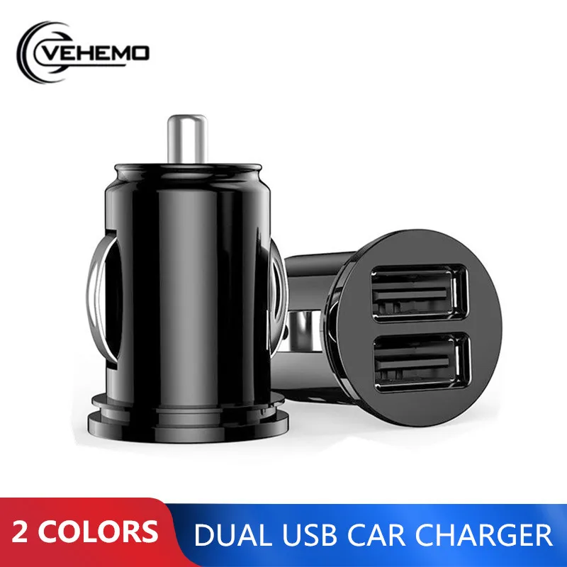 VEHEMO Mini Dual USB прикуриватель автомобильное быстрое зарядное устройство автомобильное зарядное устройство адаптер напряжения Адаптивное оригинальное автомобильное зарядное устройство телефон