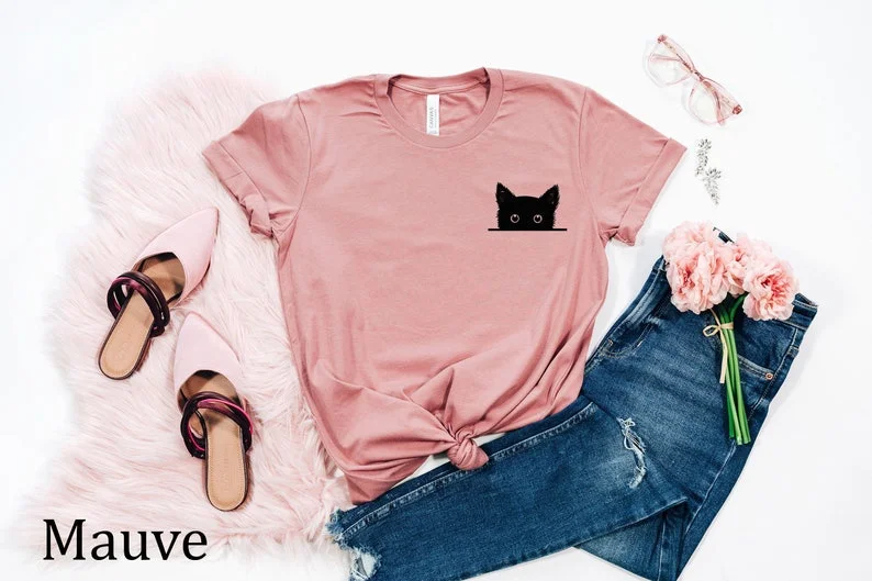 

Cat Shirts, Cat Hiding in Pocket Shirts, Cute Kitty in Pocket Tee, Kitten T-shirts, Pocket Cat tshirt,