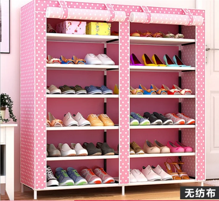 

Простая Нетканая обувная стойка, современный простой двухрядный 6-слойный утолщенный пыленепроницаемый шкаф для обуви