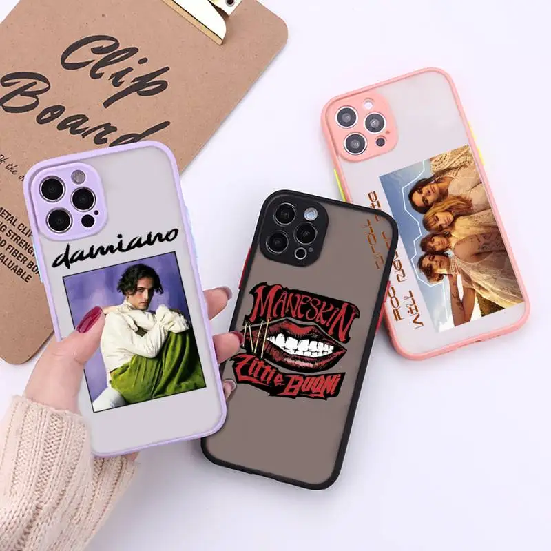 

Maneskin Phone Case For iPhone 12 11 Mini Pro XR XS Max 7 8 Plus X Matte transparent Back Cover