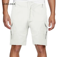 plus size 5xl men stand pockets shorts 2021 summer new sexy button up cargo shorts oversized male casual half pants white khaki