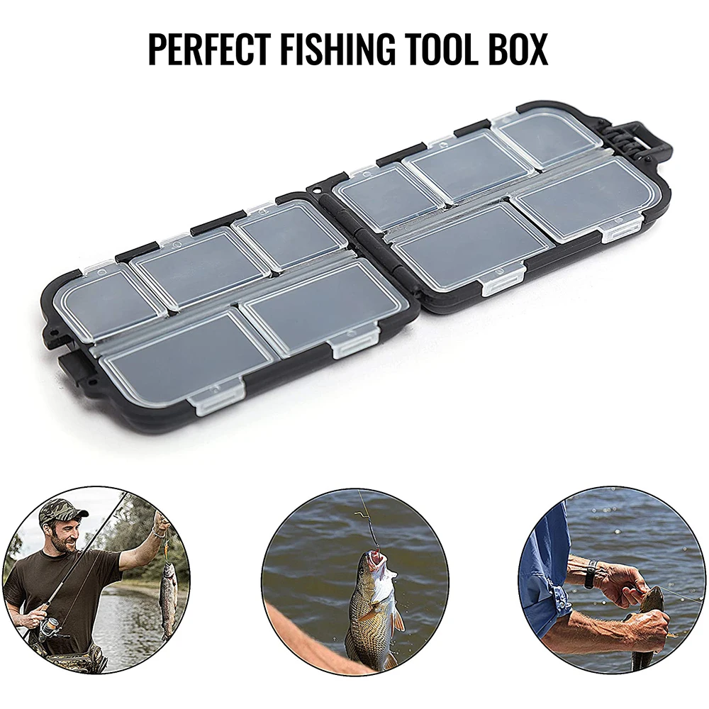 

10 Compartments Fishing Lure Boxes Bait Storage Case Fishing Tackle Storage Trays Hooks Organizer Waterproof Fishing Accessory