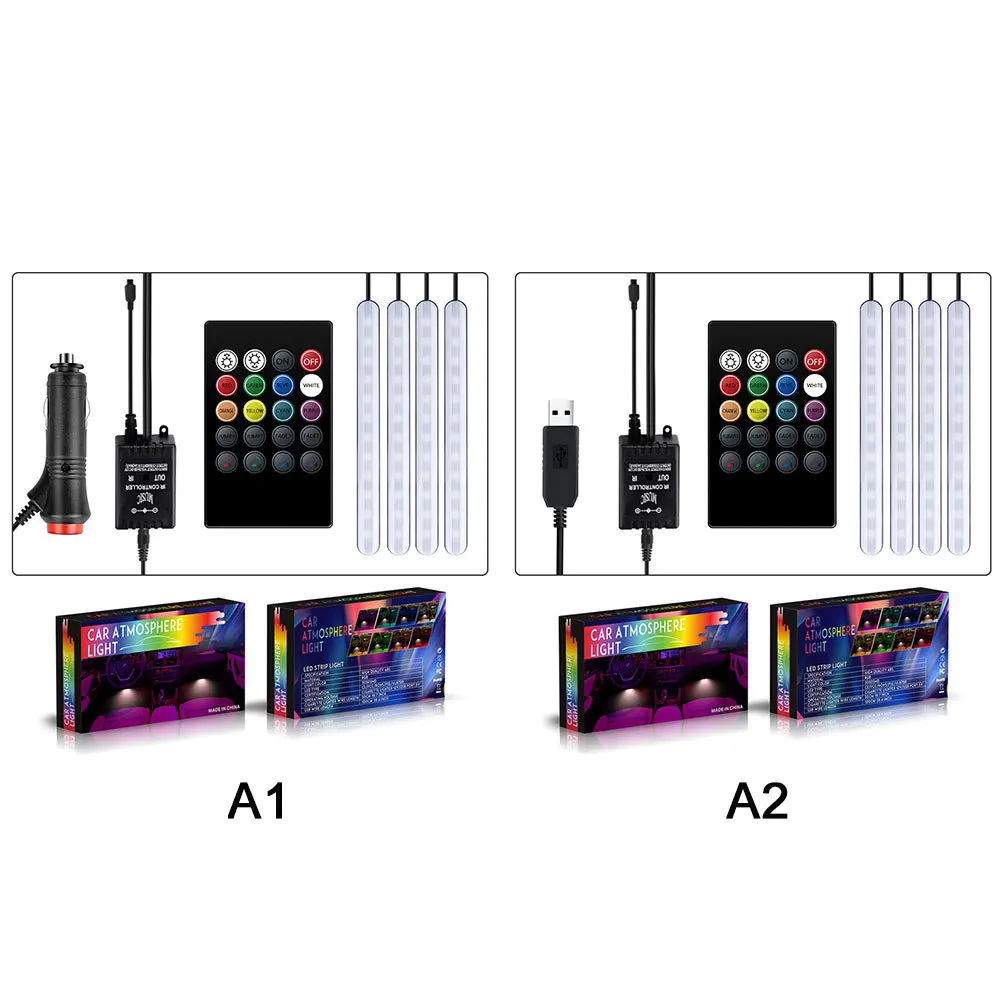 Car RGB Atmosphere Light Foot USB Remote Control Interior Decorative Ambient LED Lamp Strip Accessories Hot | Автомобили и
