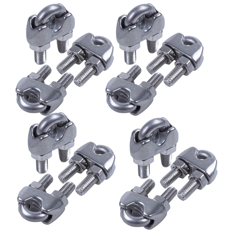 

6mm 1/4 Inch Stainless Steel Wire Rope Cable Clamp Clips 12pcs