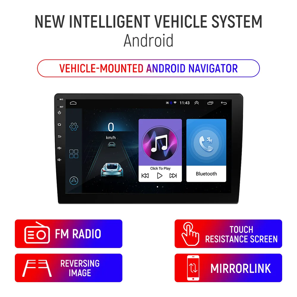 

9Inch Android GPS Navigation AUX Bluetooth 2 Din Multimedia Player RDS Radio Reversing Rear View Function Video WIFI Internet