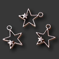 10pcs silver color hollow pentagram charm fashion earrings necklace diy metal jewelry alloy pendants a1090