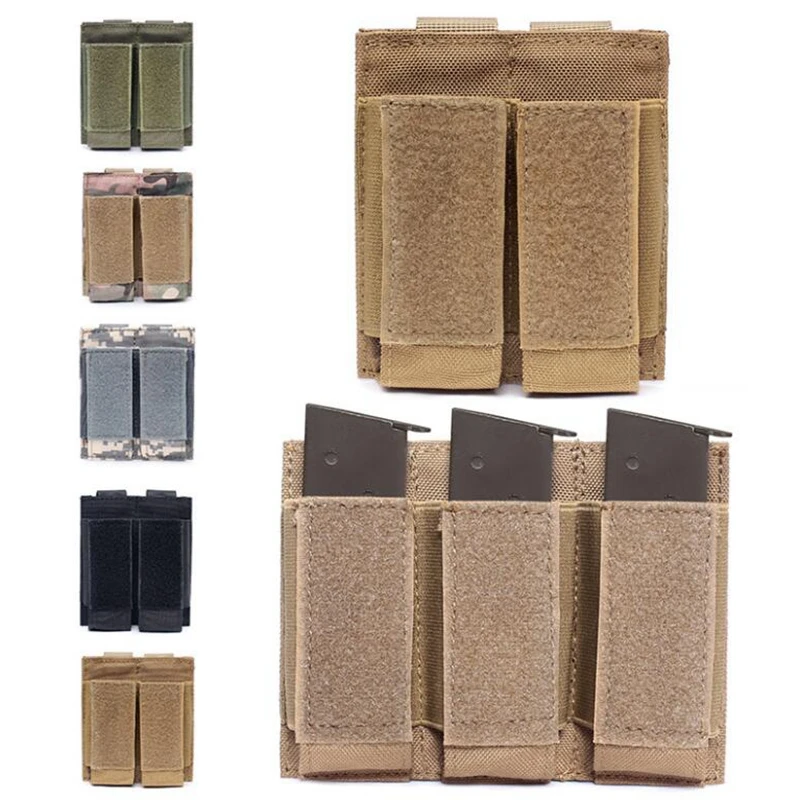 Tactical Molle Mag Pouch Military Pistol Ammo Clip Airsoft Triple Magazine Pouches for GLOCK M1911 92F Mags Hunting Accessories