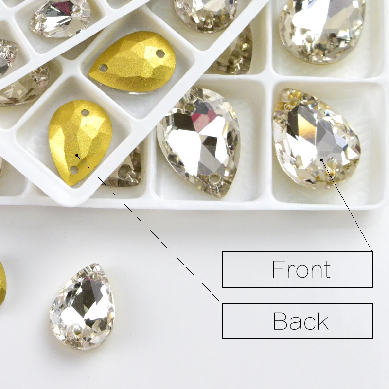 Стеклянный кристалл в форме слезы всех размеров стразы для пришивания