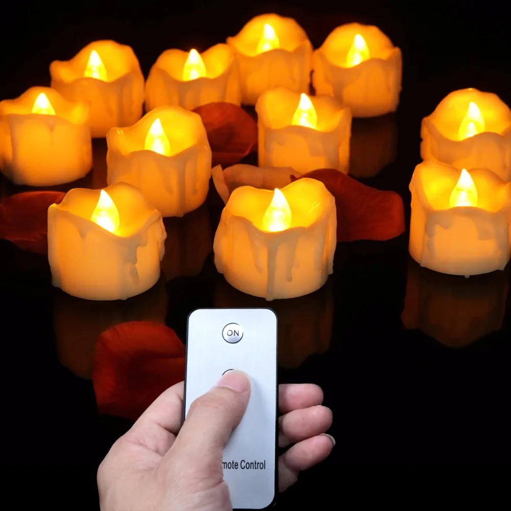 

Pack of 12 Remote or not Remote New Year Candles,Battery Powered Led Tea Lights,Tealights Fake Led Candle Light Easter Candle