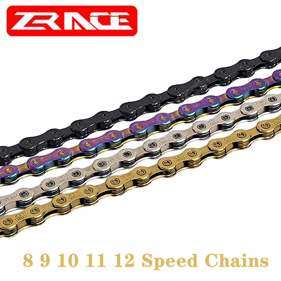 

ZRACE Bicycle Chain 8 9 10 11 12 Speed VTT MTB Mountain Road Bike Current Neon-Like Gray Silver Black Gold Bike Component 116L