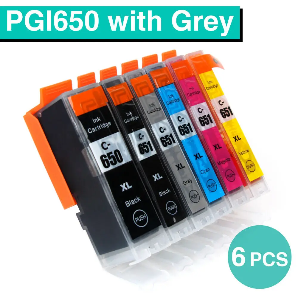 6PK совместимые чернильные картриджи PGI650 XL CLI651 для принтера Canon Pixma MG5660 MG6660 |
