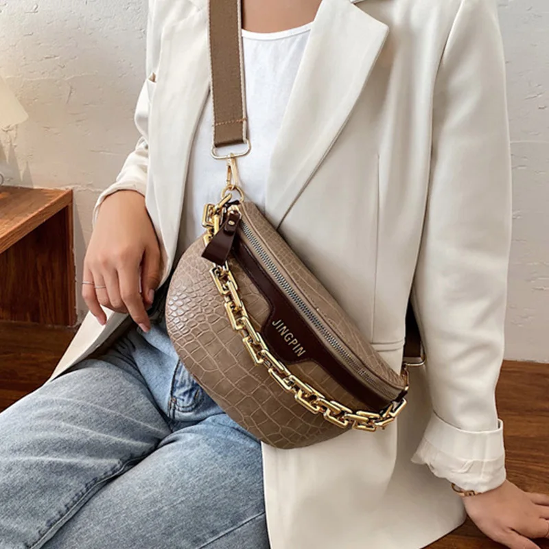 Дизайнерская Женская поясная сумка из искусственной кожи на цепочке забавная