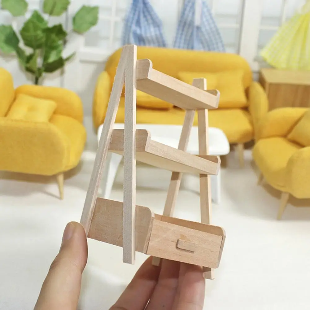 

Wood Shelf Flower Stand Mini Doll House Furniture Model Multi-function Rack