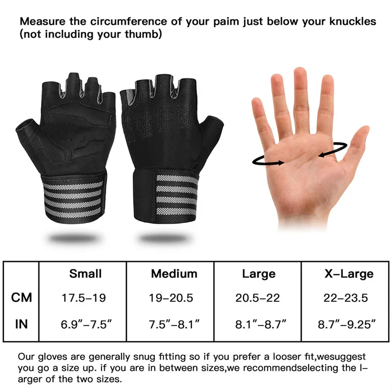 

Men Fitness Wrist Gloves Half Finger Press Non-Slip Wearable Equipment Mittens Male Training Protective Gear Cycling Gloves