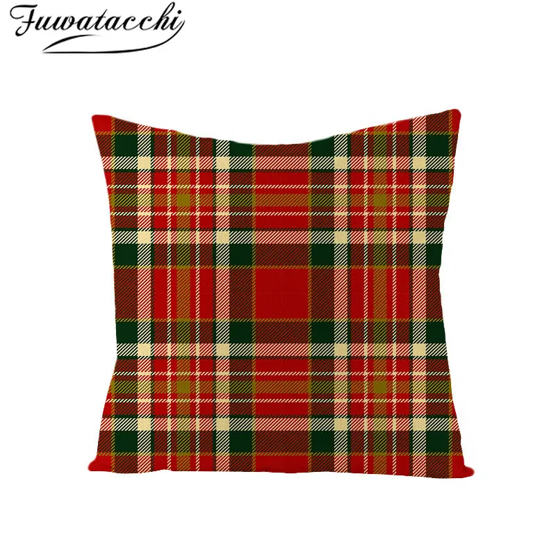 Рождественский подарок Fuwatacchi наволочка льняная в красную клетку с