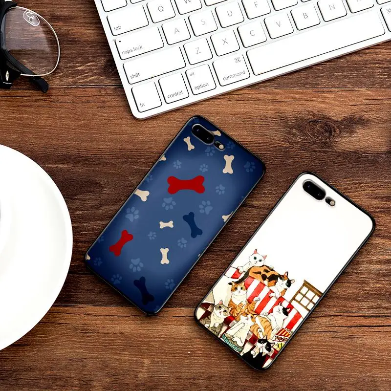 Симпатичные кошки и собаки с рисунком лапы чехол для iPhone 6 6S plus роскошный черный 5