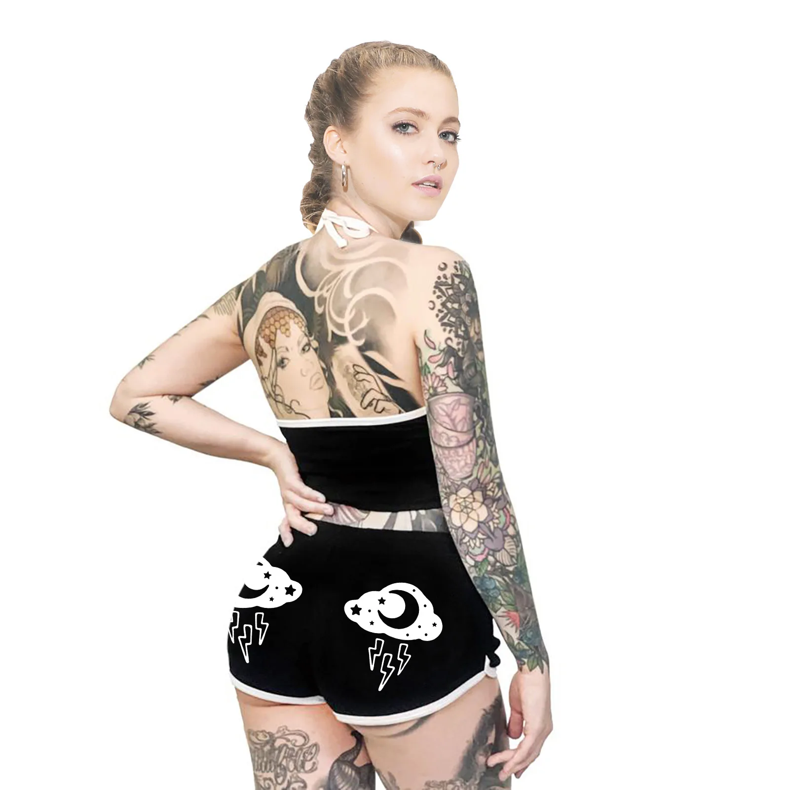

New Summer Sun Star Prints Casual Gym Sport Yoga Shorts Breathable Beach Pants Women Bottoms Tops Dropshipping