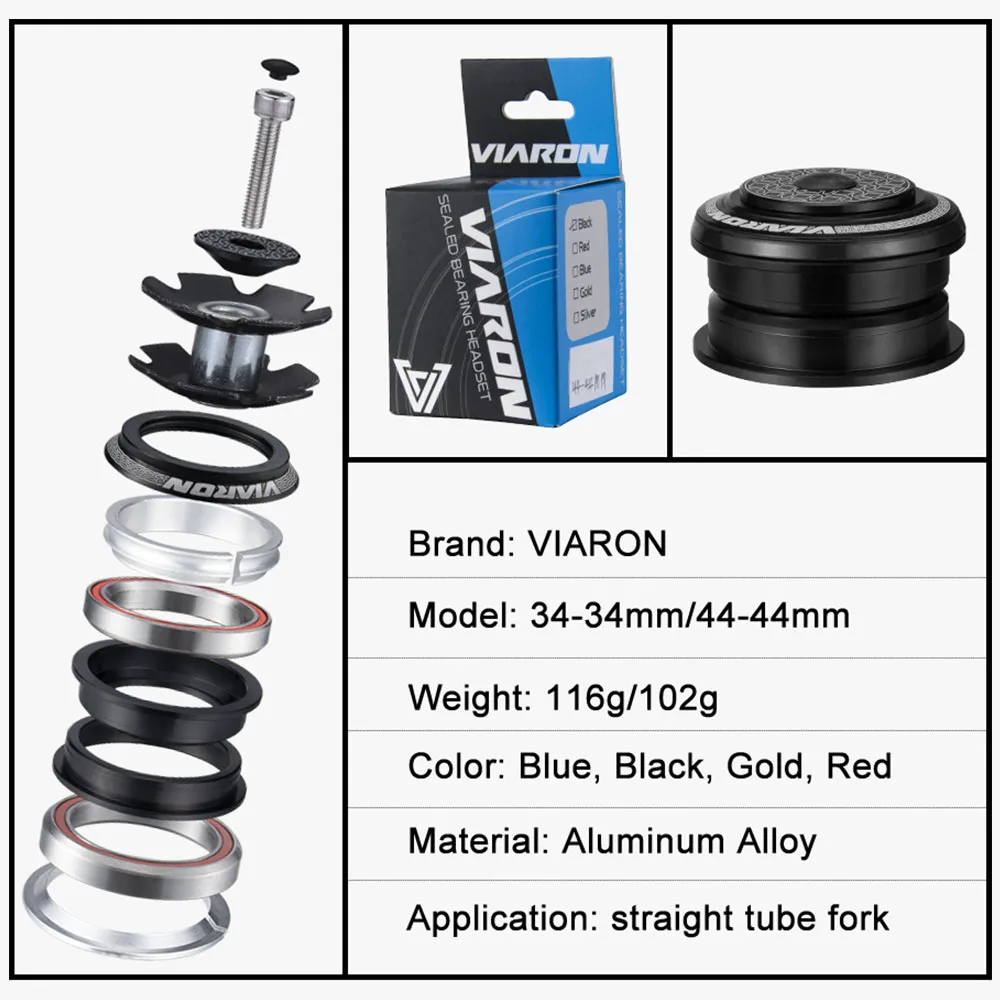 VIARON велосипедная гарнитура MTB CNC 1-1/8 &quot34 мм герметичный подшипник 44