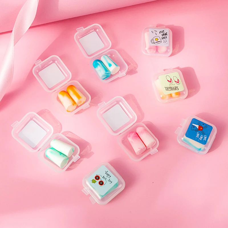 

2pcs Multi Color 1.2cm*2.5cm Soft Light Earring Travel Sleep Space For Soft Noise Foam Earplugs To Reduce Sleep Noise