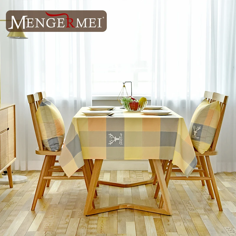 MENGERMEI скатерть в клетку с лосем жиронепроницаемый водонепроницаемый