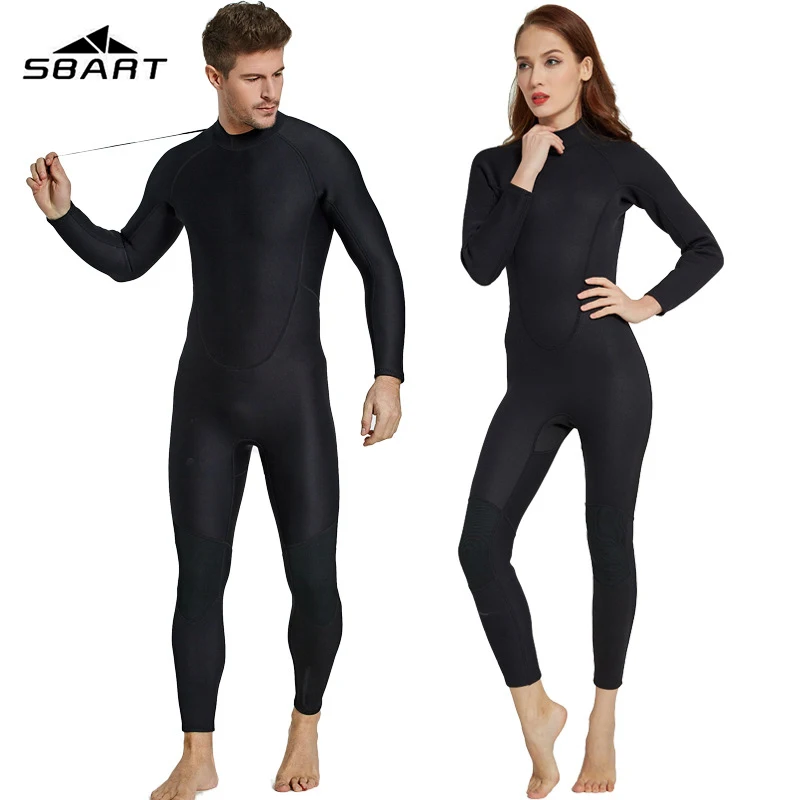 

SBART 2mm Mens Women Full Black Wetsuit Neoprene Couple Fullbody One-piece Long Sleeve Diving Suit Lovers Scuba Diving Winter Sw