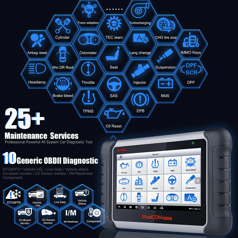 Autel MaxiCOM MK808BT автоматический полнофункциональный диагностический инструмент