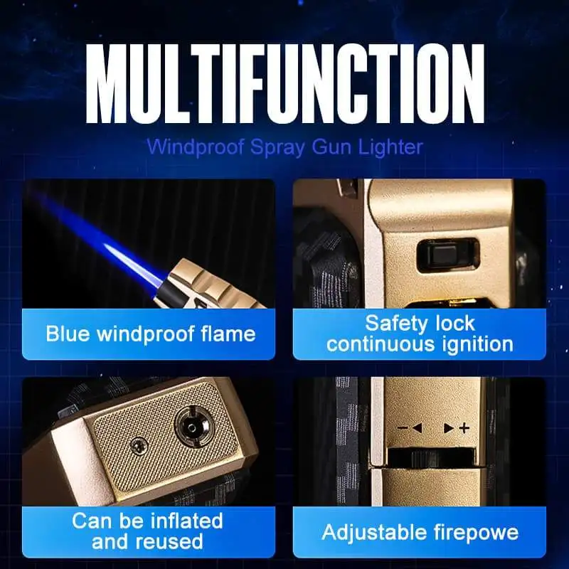 windproof spray gun lighter new pen spray gun jet butane pipe lighter outdoor kitchen bbq metal cigar lighter gadgets free global shipping
