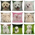 Чехол для подушки 45x45 см Bichon Frise, чехол для подушки, чехол с рисунком собаки, украшение для автомобильного кресла DWG046