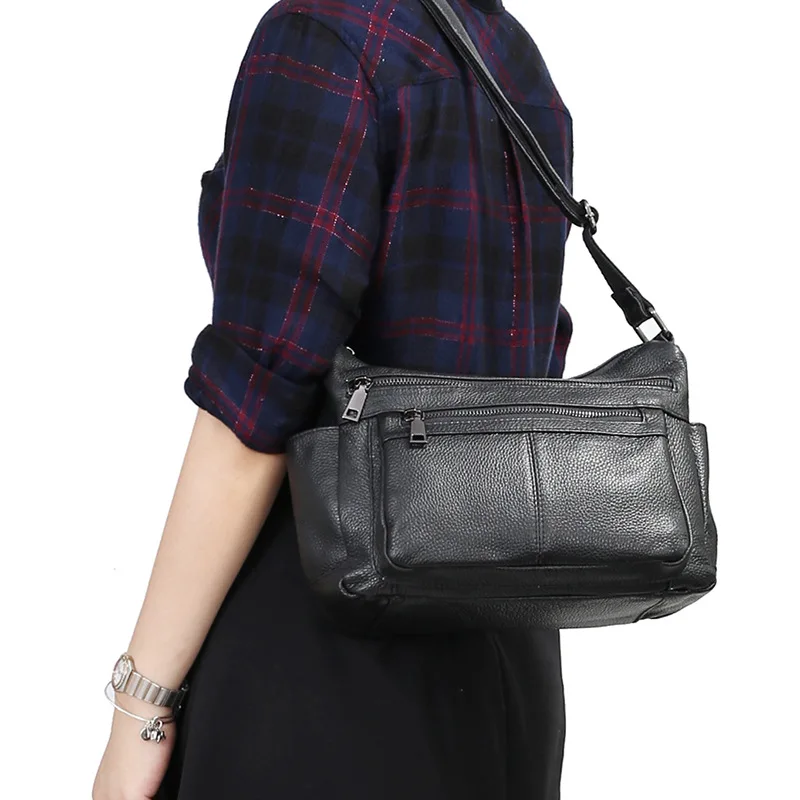 Сумка на плечо Zency женская из 100% натуральной кожи саквояж большой вместимости