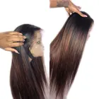 Парик Из прямых волос с эффектом деграде, медово-коричневый и красный, 13x6, предварительно выщипанный, 360 фронтальный, с детскими волосами, на полной сетке