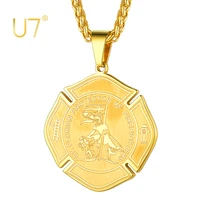 u7 st florian cross necklace stainless steel vintage saint medal protective pendant jewelry