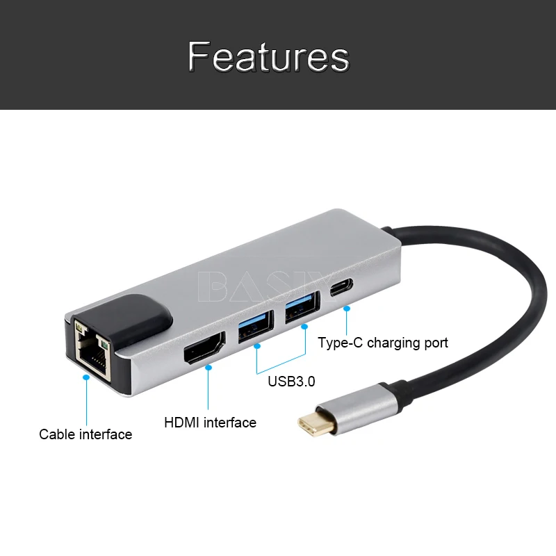 Адаптер Hdmi 4K USB C на Gigabit Ethernet Rj45 Lan для Mac book Pro Thunderbolt 3|USB-хабы| |
